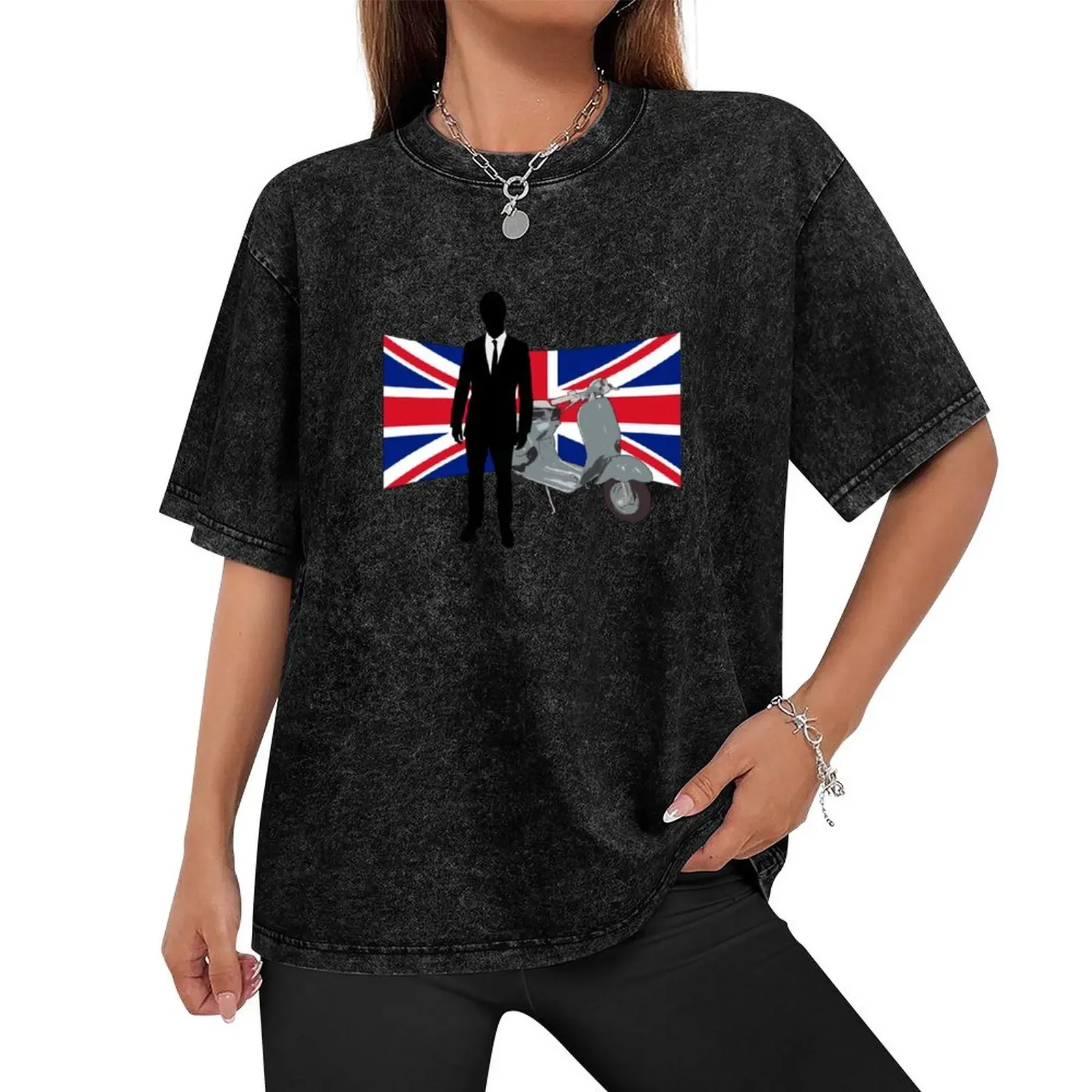 Scooter Mod union jack T-Shirt summer top vintage t shirts Men's cotton t-shirt