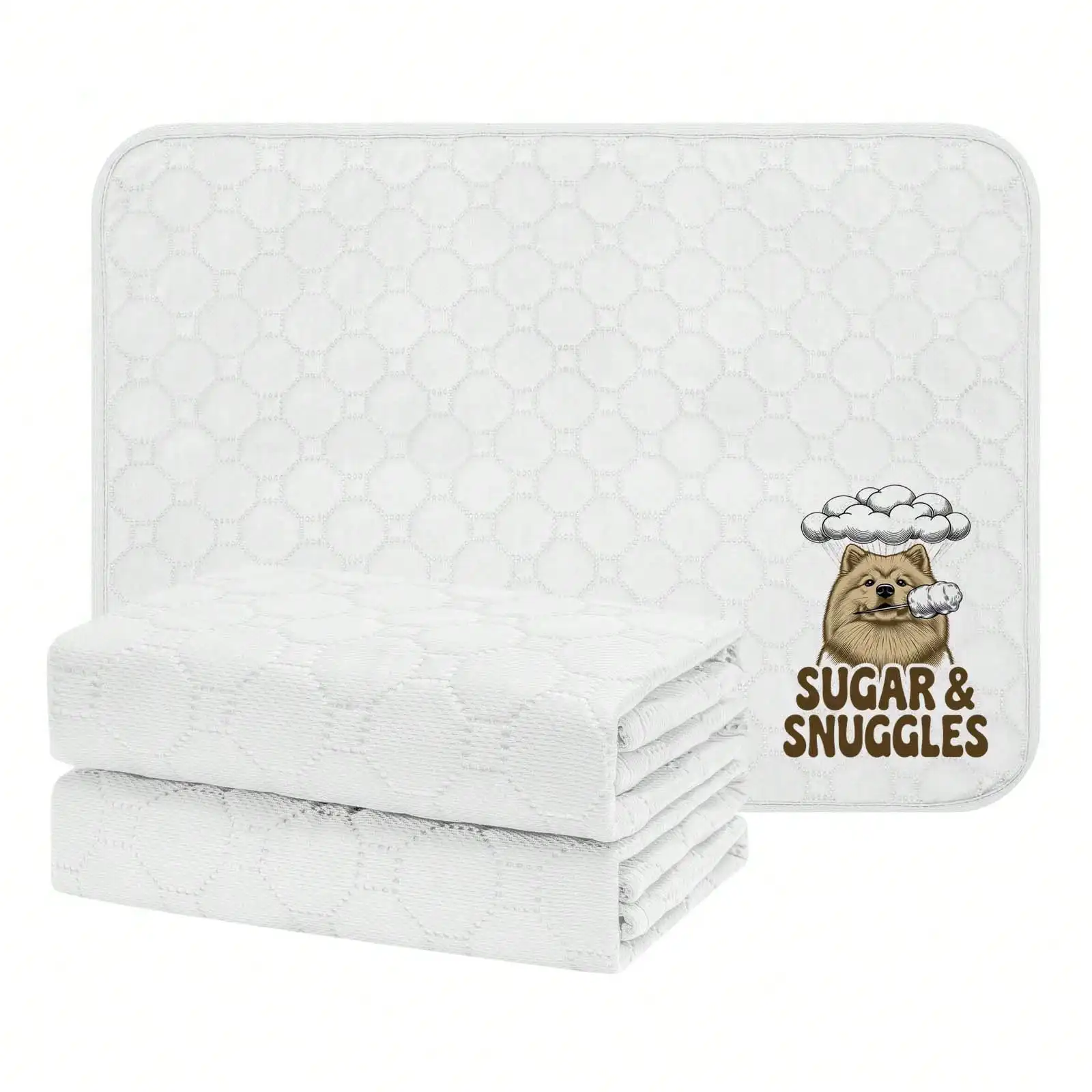 2pcs Premium Soft Cotton Blend White Pet - Classic Hexagonal Pattern, Sugar & Snuggles Design, Durable Absorbent Mat For Dogs, Cats, Puppies, Kittens, House Training, Summer Indoor Use
