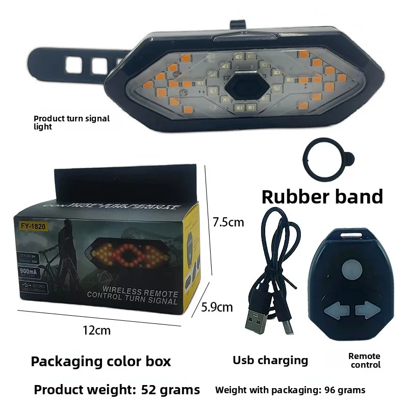 التحكم عن بعد USB القابلة لإعادة الشحن LED ضوء خلفي للدراجة - إشارة الانعطاف اللاسلكية تحذير السلامة الضوء الخلفي #6
