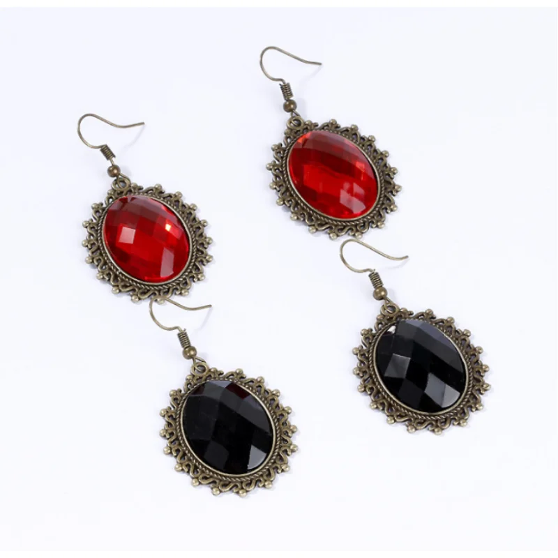 Vintage Big Gemstones Pendent Earring Punk Style Classic Palace Dangle Drop Earrings for Women Luxury Jewelry Accessries Gifts