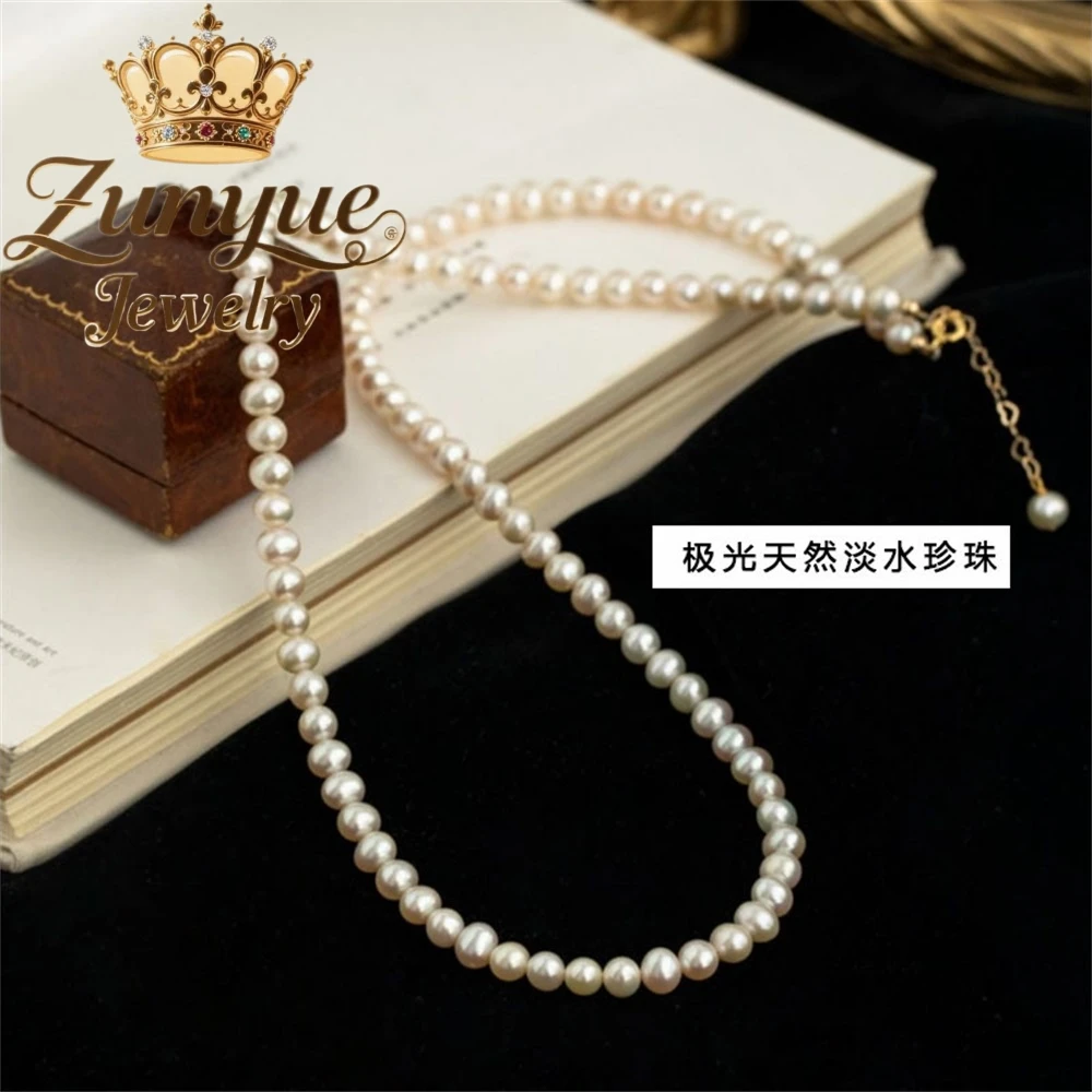 

Ожерелье из натурального пресноводного жемчуга, аксессуар, высококачественная и универсальная цепочка для свитера, длинная цепочка на ключицу, изысканные элегантные подвески