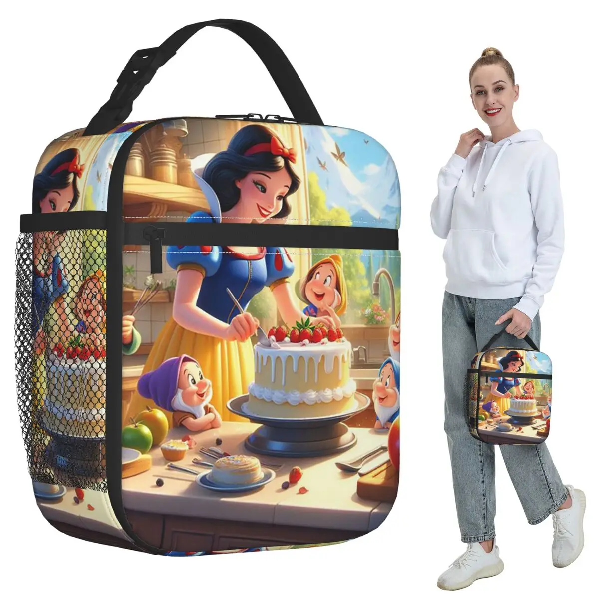 

Snow White And The Seven Dwarfs Cartoon Insulated Lunch Bag for Kids School Cooler Thermal Food Box Tote Lunch Boxes Container