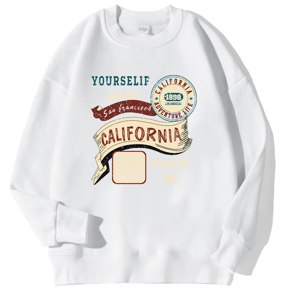 Casual Womens Hoodie California West Coast Yourself Letter Printed Sweatshirt Fleece Warm Crewneck Pullover Fashion Clothing