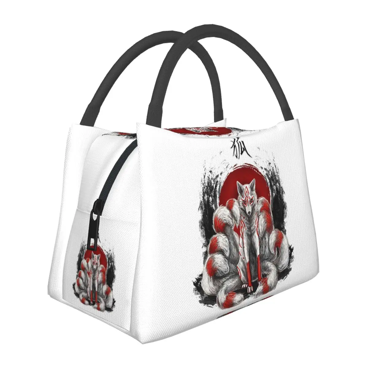 Japanese Kitsune Nine Tailed Fox Lunch Bags Insulated Bento Box Lunch Tote Picnic Bags Thermal Bag for Woman Student Travel