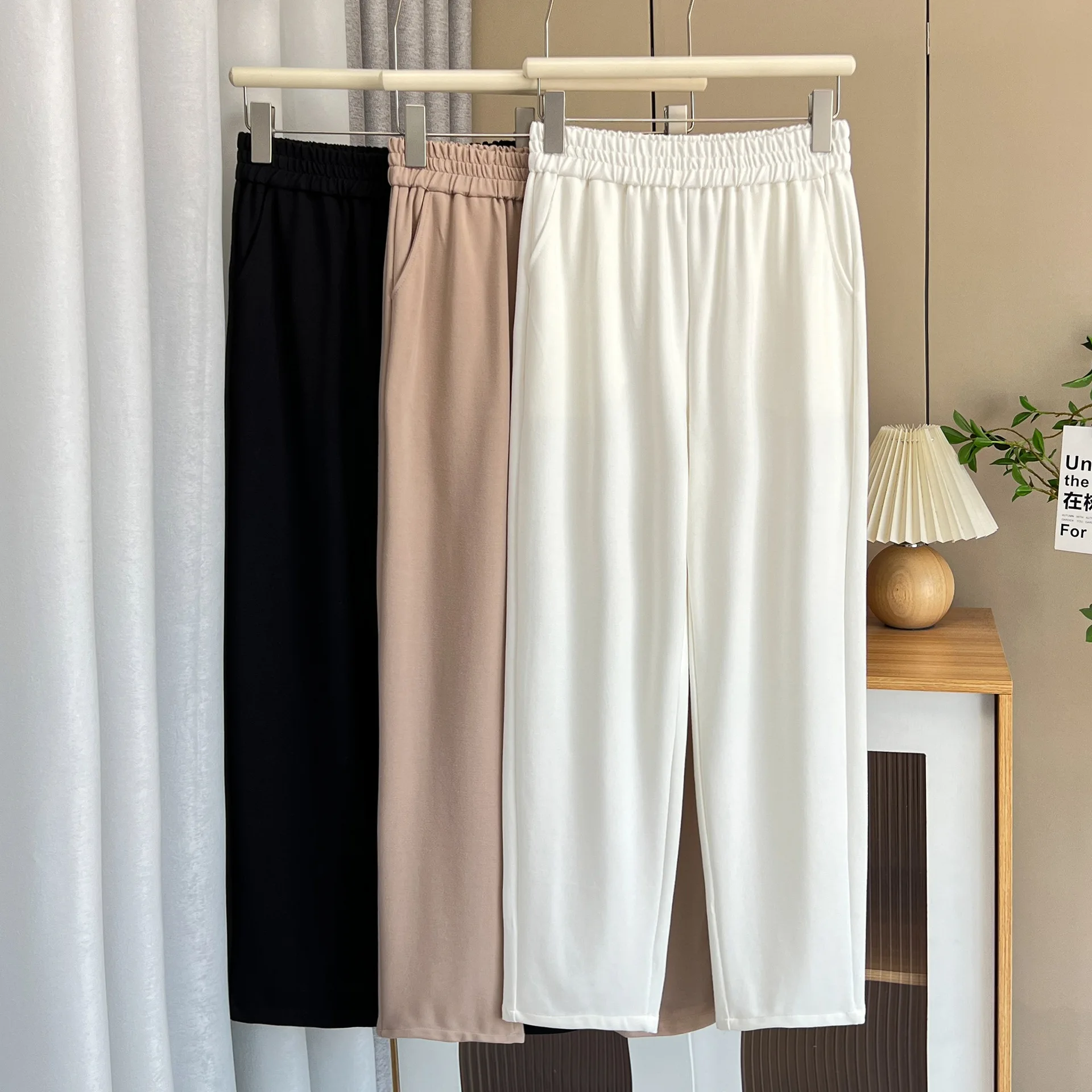 Pantalones bombachos sueltos de cintura alta para mujer, Pantalón elástico Lyocell, ropa de primavera y otoño, talla grande, 474