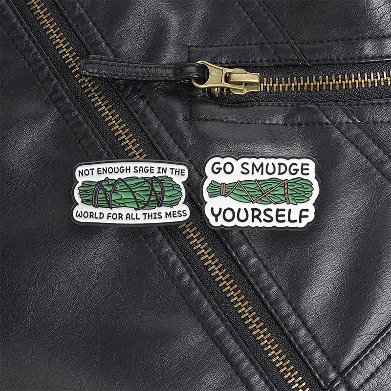 Not Enough Sage For All This Mess Enamel Pin Witchy Humor Brooch for Smudge Fans Backpack Jacket Outfit Style