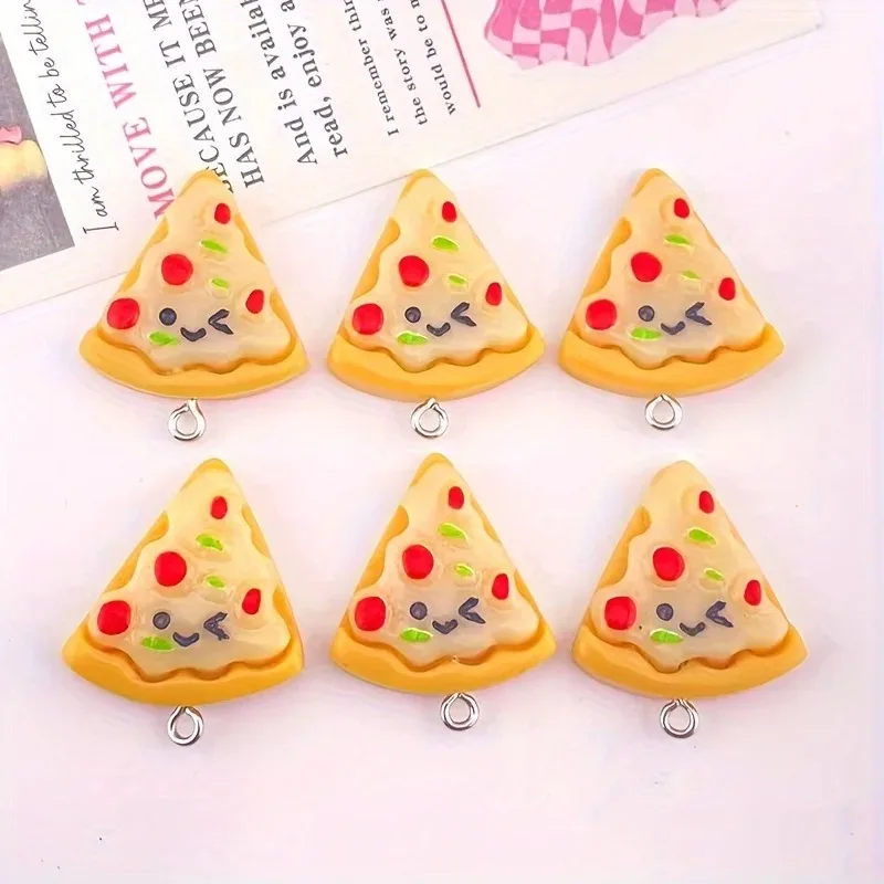 10Pcs Mini Pizza Slice Imitation Food Charms Cute Resin Pendants DIY Accessories For Keychains & Handmade Jewelry
