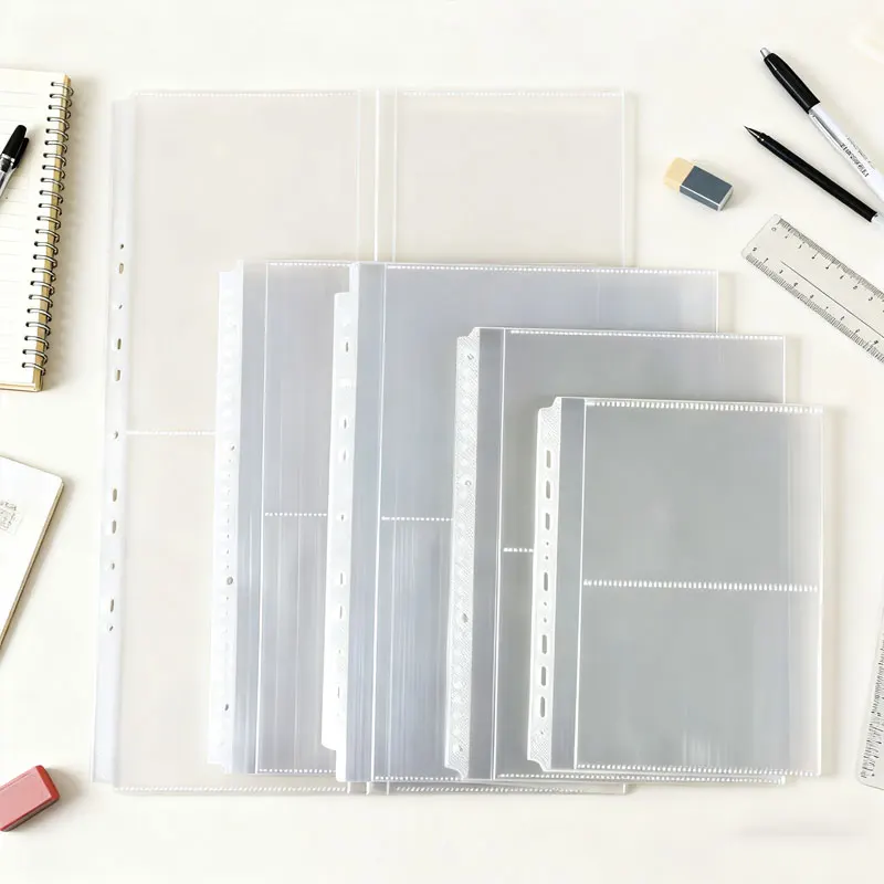 100PCS A3 A4 A5 Plastic Loose-Leaf Waterproof Document Pocket Bag Transparent Sheet Protectors Filing Sleeves Multipurpose Pouch