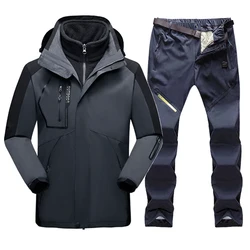 Chaqueta de esquí y Snowboard para hombre, trajes de esquí al aire libre, a prueba de viento, impermeables, chaqueta de lana y pantalones gruesos y cálidos, disfraces de nieve, Invierno