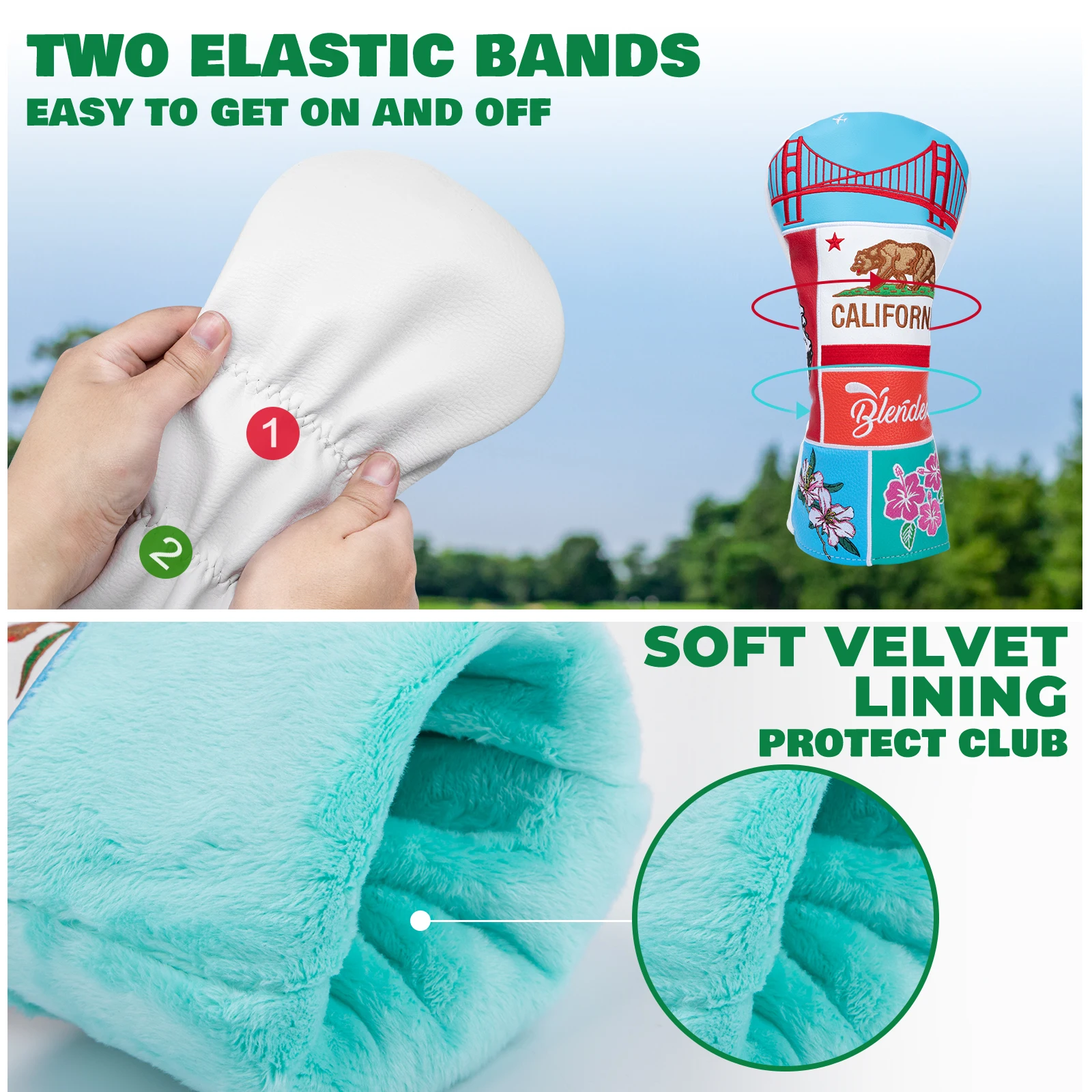 أغطية رأس الجولف مطرزة بالكامل أغطية رأس نادي الجولف من الجلد الفاخر لسائقي الجولف أغطية خشبية أغطية رأس هجينة 3 خشب #5