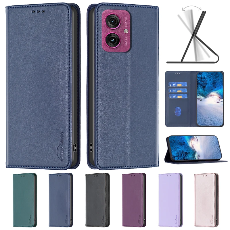 For Motorola Moto G35 Case Magnetic Flip Phone Case on For Funda Motorola MOTO G35 Leather Cover MotoG35 G 35 Card Slots Coque