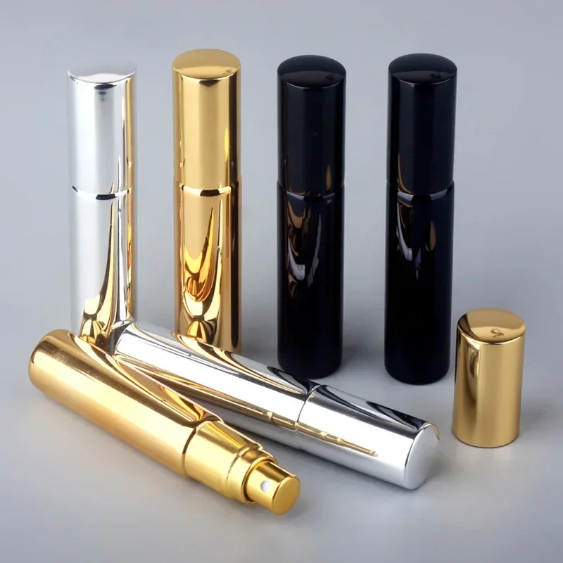 3/6/9pcs 10ml Parfumflesje UV Plating Glas Hervulbaar Met Aluminium Verstuiver Spray Flessen monster Lege Containers