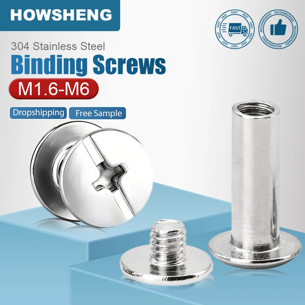 5/10sets Binding Chicago Screws Stud Rivet Nail Stainless Steel M2 M3 M4 M5 Binding Screws for Leather Bag Photo Album Book