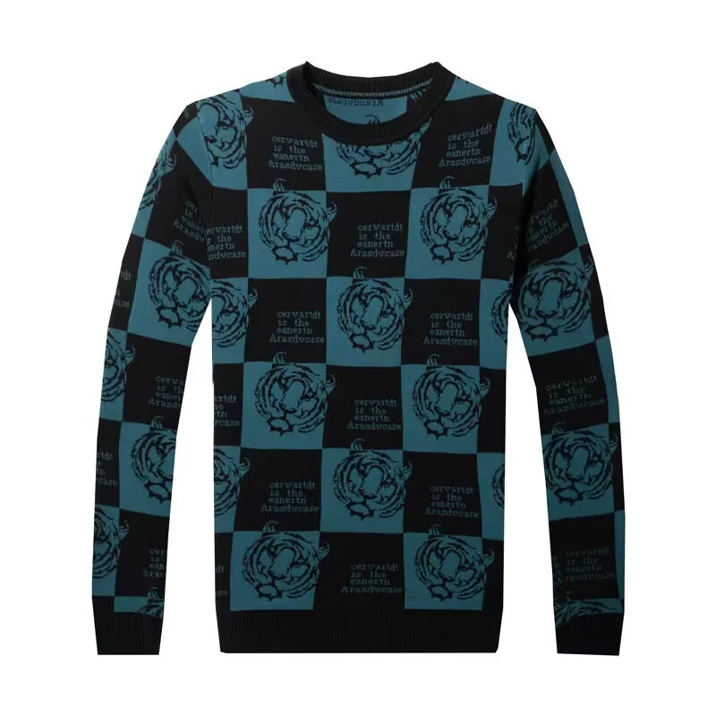 Wiosna nowy sweter z kołnierzykiem O męski haft dół moda chińska młodzież koreański sweter z długim rękawem na co dzień