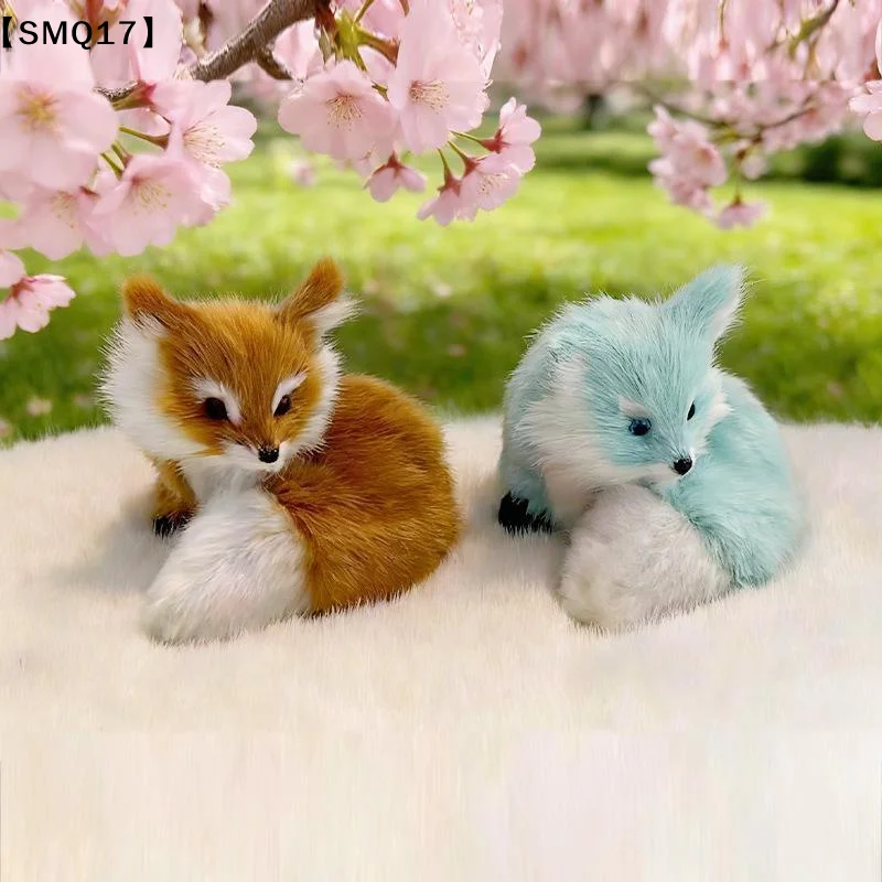 Soft Squatting Mini Plush Simulation Fox Soft Lifelike Plush Stuffed Fox Doll Cute Colorful Animal Figurine Home Decor【SMQ】