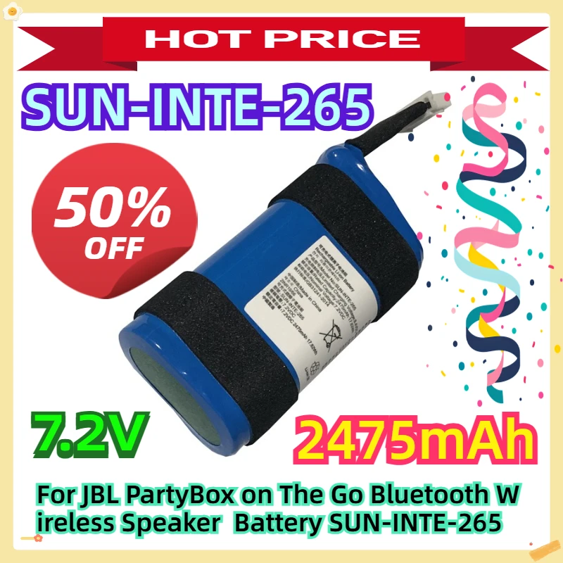 

Для JBL PartyBox on The Go Bluetooth беспроводной динамик аккумулятор SUN-INTE-265 2475 мАч 7,2 В