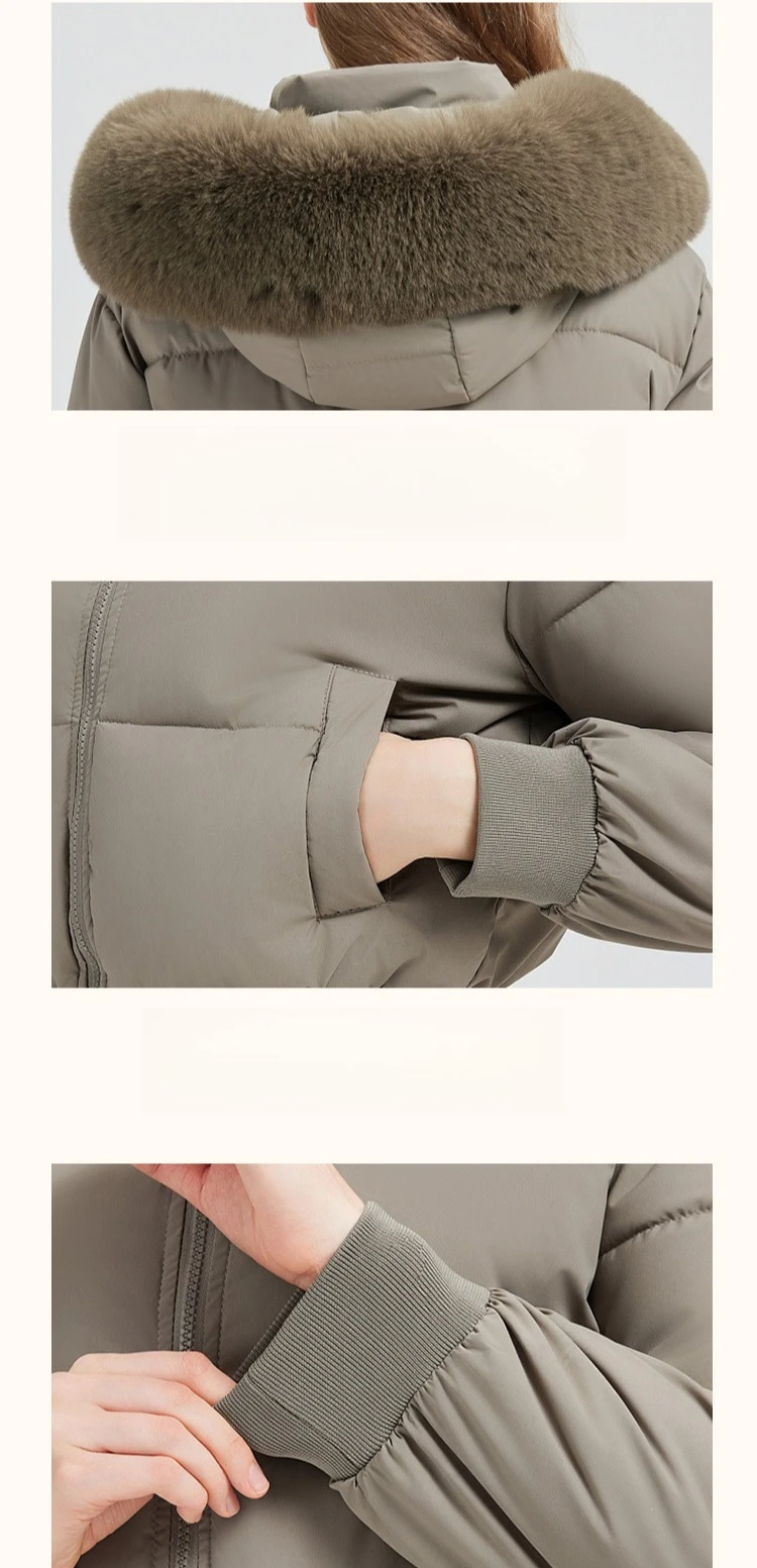 2026 Thicken Short Women's Winter Jacket Korean Style Down Cotton Coat Casual Warm Fur Hooded Cropped Parkas Chic Streetwear