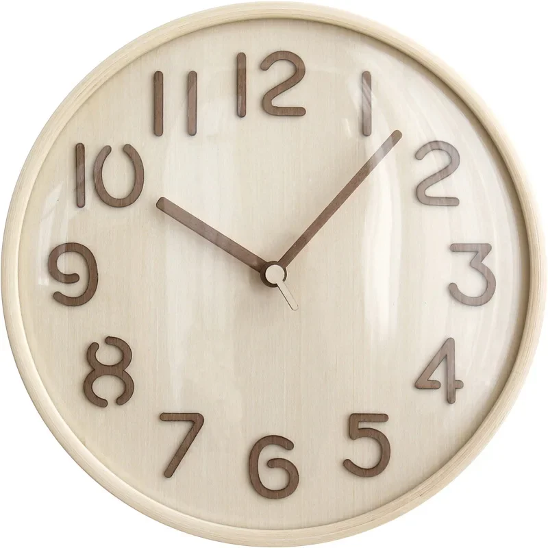 

Japanese Style Solid Wood Silent Wall Clock Bedroom Hanging Wall Decoration Clock 3D Living Room Log Clock