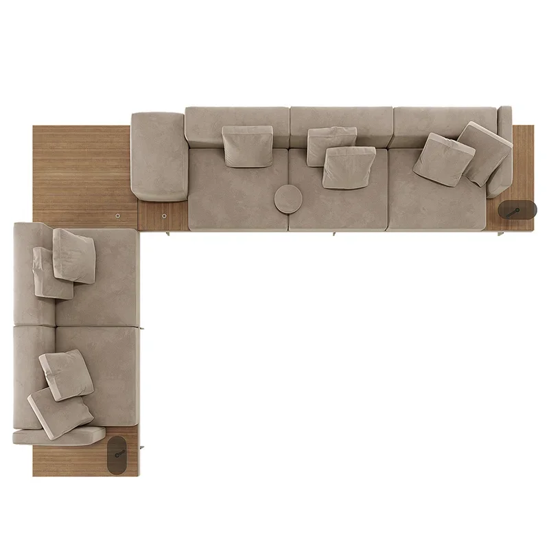 Minimalist Italian Modern Corner Multi person Sofa Combination Home Living Room High end Luxury Metal Curved Sofa