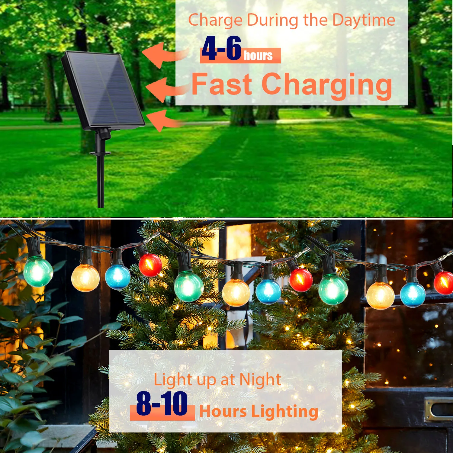 LED String Fairy Lights Solar Power Bulbs 21M Bulbs G40 Outdoor Patio Garden Decoration Waterproof IP44 RGB Ball Party Ornament