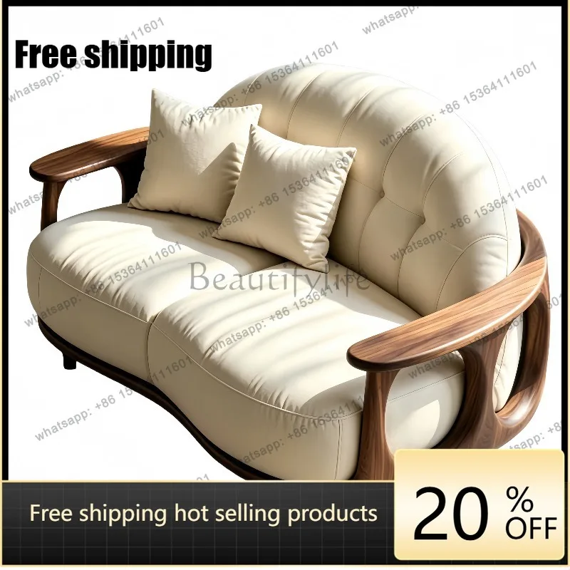 YJ wabi-sabi wind black walnut solid wood sofa tenon and mortise structure sofa chair B & B leisure chair