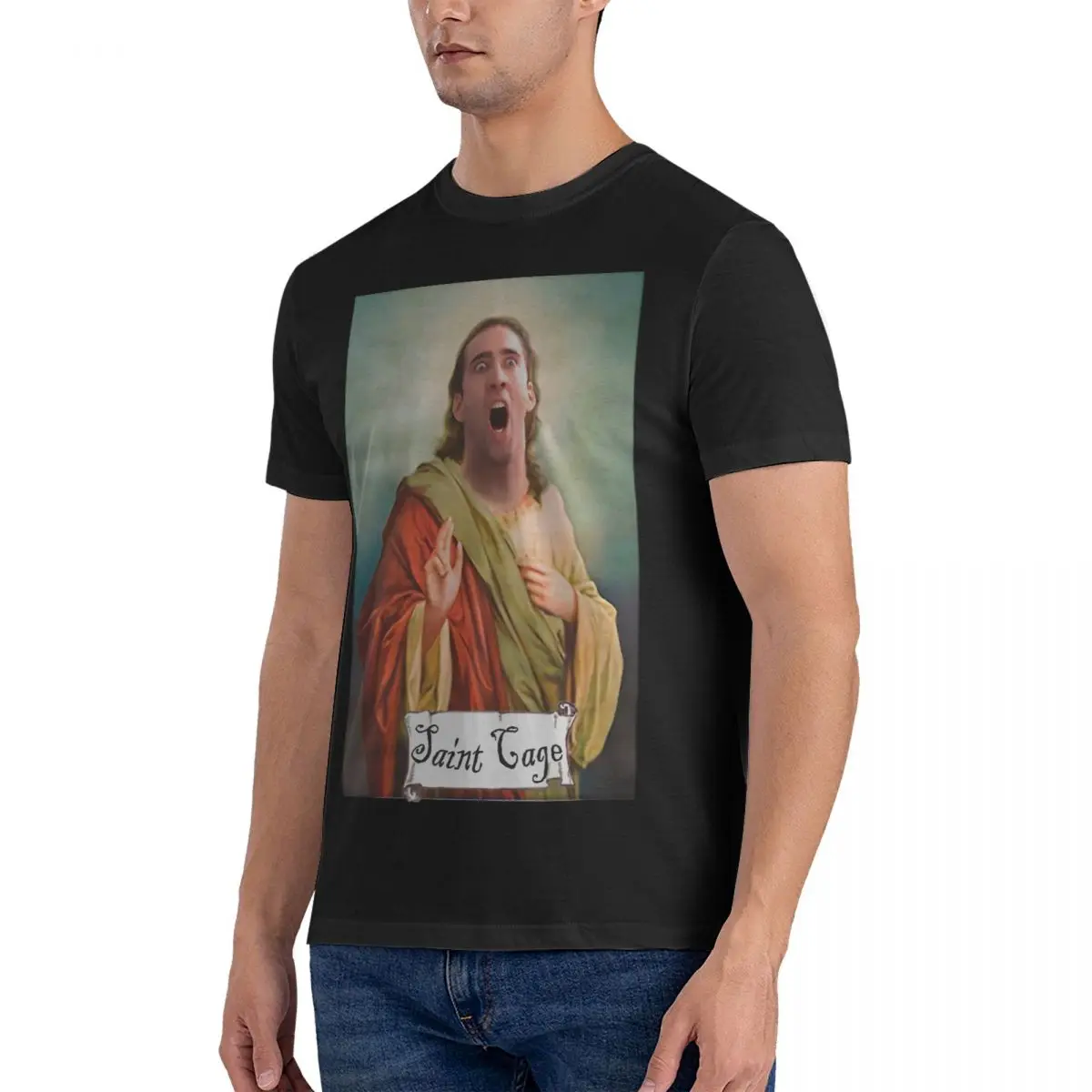 Men Saint The Glorious T Shirt nicolas cage 100% Cotton Tops Fashion Short Sleeve Crewneck Tees Graphic T-Shirts