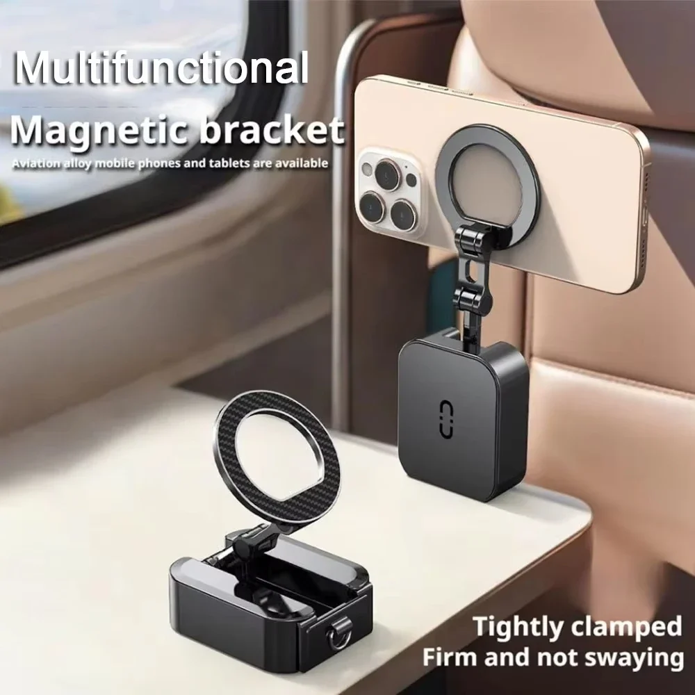

Magnetic Phone Stand Mount Foldable Extendable Portable Travel Holder for Desk Airplane Train Magnet Travel Phone Holder
