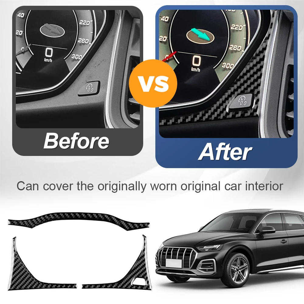 Car Dashboard Panel Frame Protector Carbon Fiber Instrument Sticker For Audi Q5 2018-2025 Auto Speedometer Interior Accessories