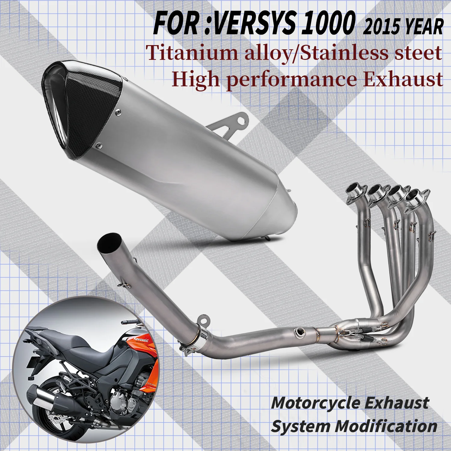 

AB MOTO For VERSYS 1000 Motorcycle exhaust system modification full section with muffler for versys 1000 2015