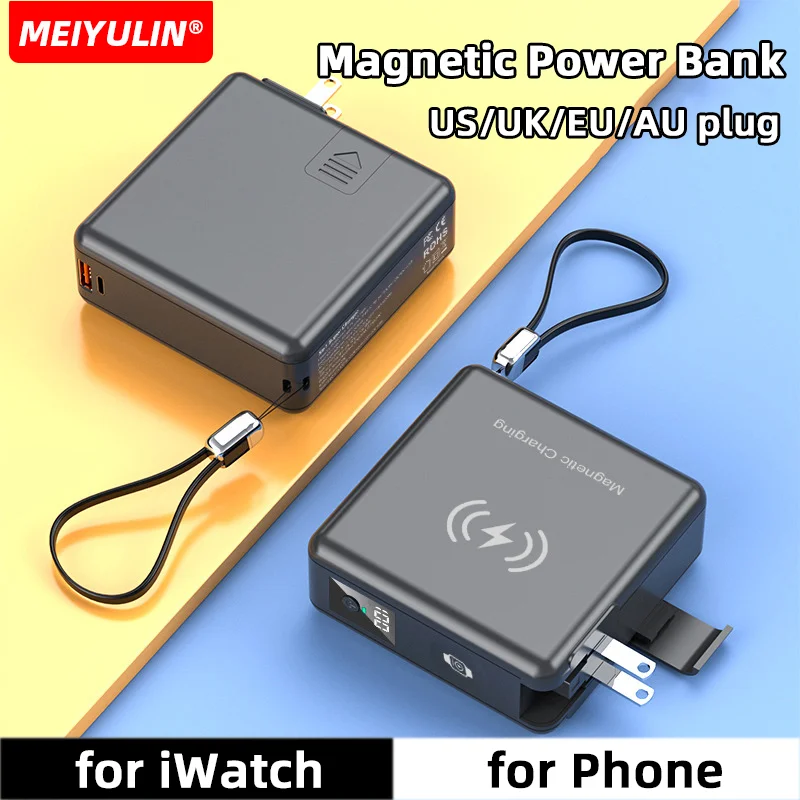 

Magnetic Wireless 15000mAh Power Bank For Apple Watch Charger Portable PD20W USB C External Spare Battery For iPhone iWatch