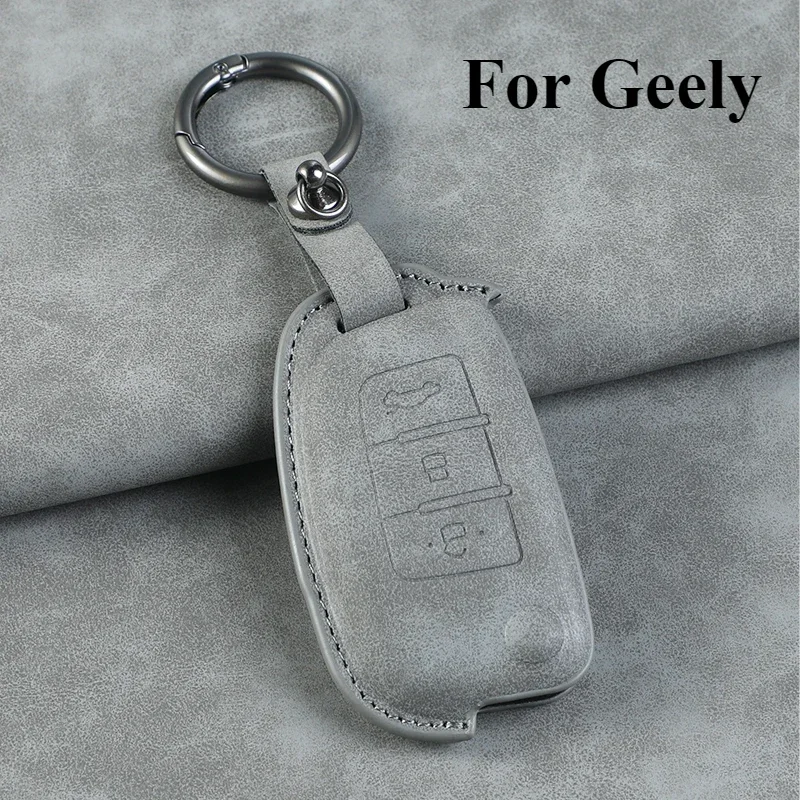 

3 Button Leather Car Flip Key Case Cover For Geely Yuanjing X3 X1 Emgrand HIP SUV New Jingang CROSS Panda S1 Car Key Shell Fob