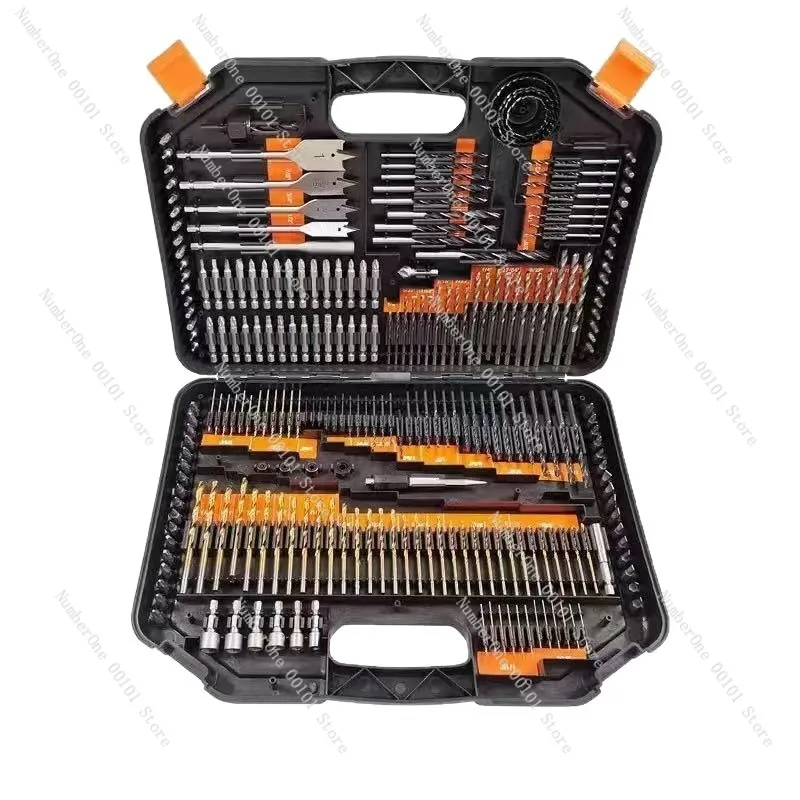 Heavy Duty 246 Piece Drill Bit Set Metric SAE Woodworking Masonry Twist Bits Driver Bits Sockets Spade Flat Wood Borers Multi