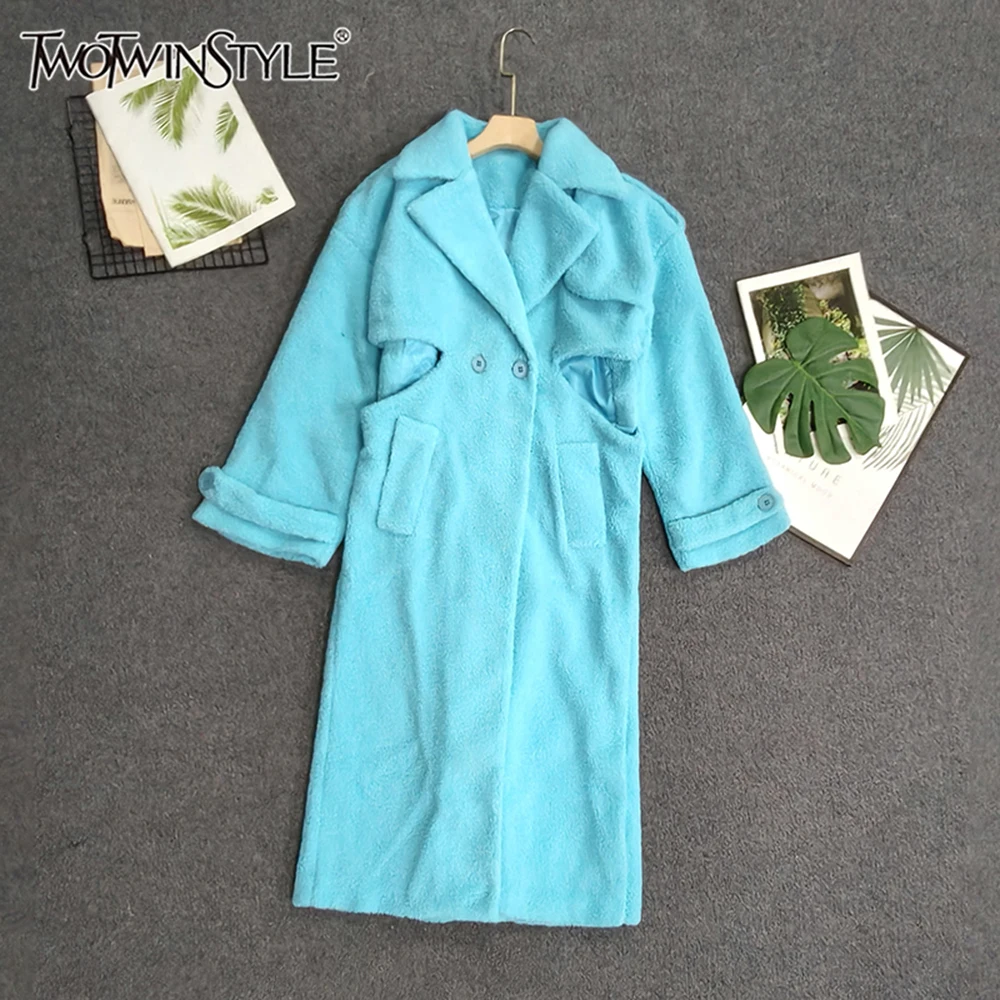 

Женские модные куртки TWOTWINSTYLE, однотонные, приталенные, с V-образным вырезом, длинными рукавами, ажурные, повседневные, трендовые, новинка SJA067266