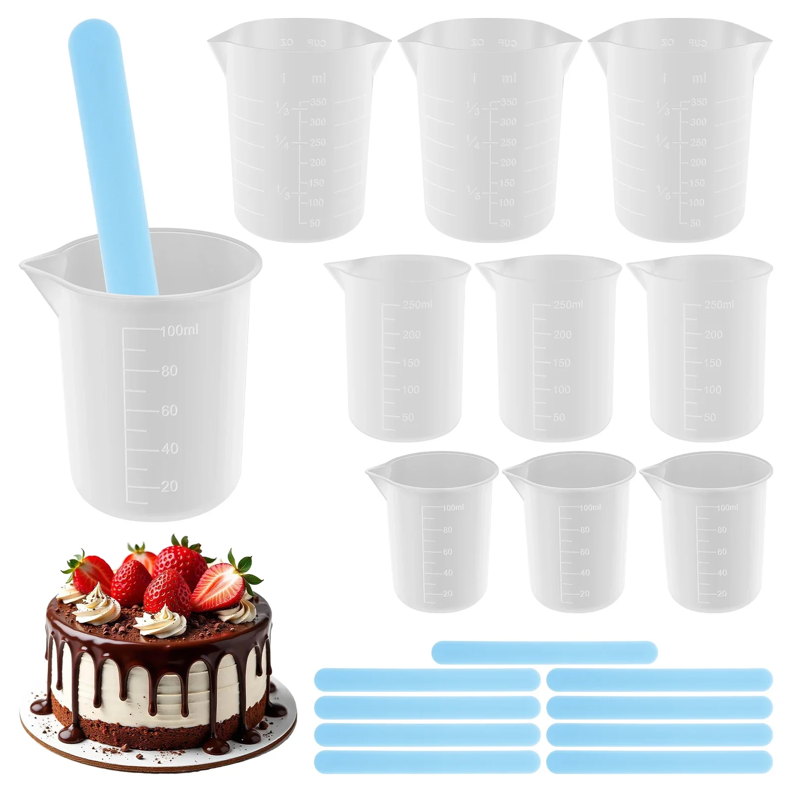6/10Pcs Silicone Measuring Cup With Scale Cake Make Separating Cups DIY Candle Epoxy Resin Mixed Tools Chocolate Melting Cup