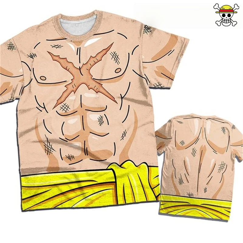 Sommer Herrenmode Einteiliges T-Shirt Monkey D Luffy Klassisches Muster Kurzarm-Trikot Streetwear Oberteile Kinder Jungen Kleidung – Detail 5