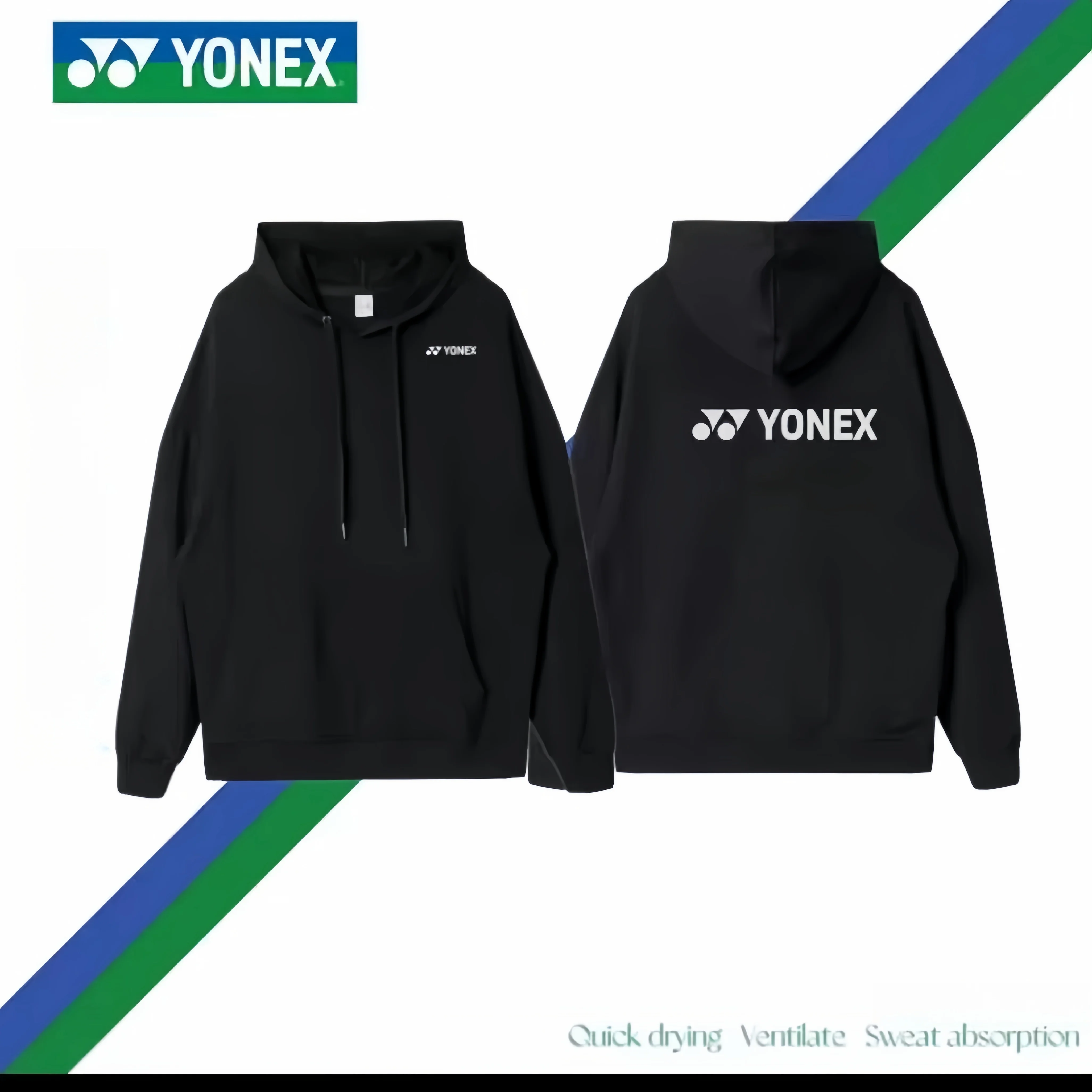 YONEX 2024 NUEVO Badmintonpak Capuchon Trui Gebreid Puur Katoen Ademend Heren en Dames Tops al aire libre Casual Jas