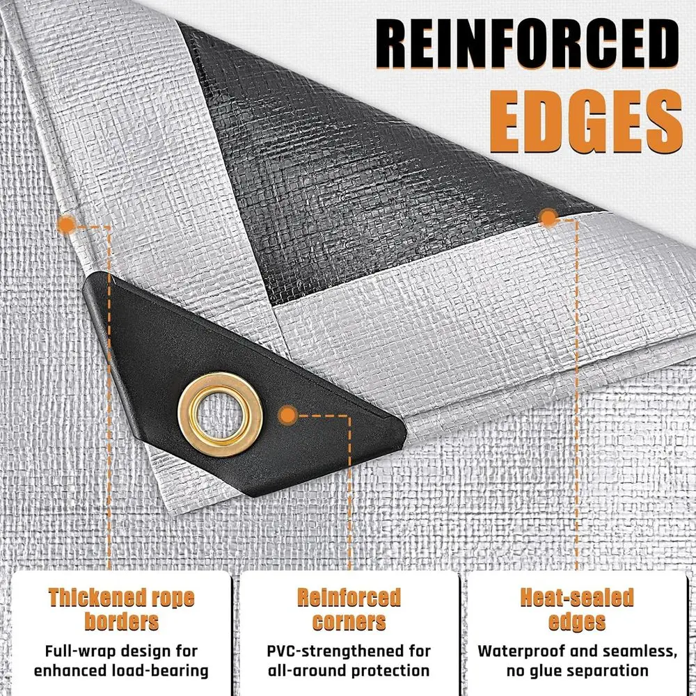 قماش القنب المقاوم للماء عالي التحمل 12 × 20 قدم مع حواف معززة، حلقات نحاسية، حجب الأشعة فوق البنفسجية، مقاوم للتمزق للتخييم، الفناء، الخيمة، #3