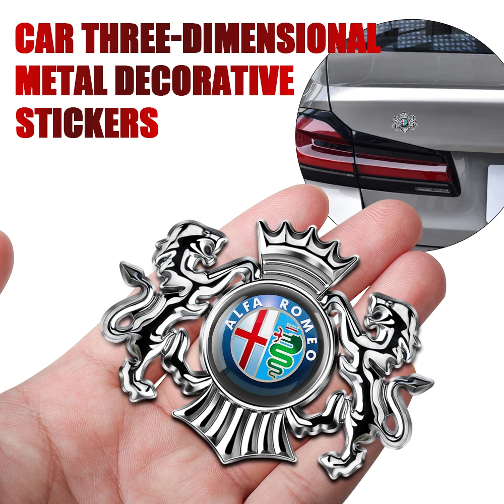 3D Car Fender Metal Crown Lion Emblem Badge decoration Stickers For Alfa Romeo Giulietta GT 159 147 Mito Volante Auto Styling