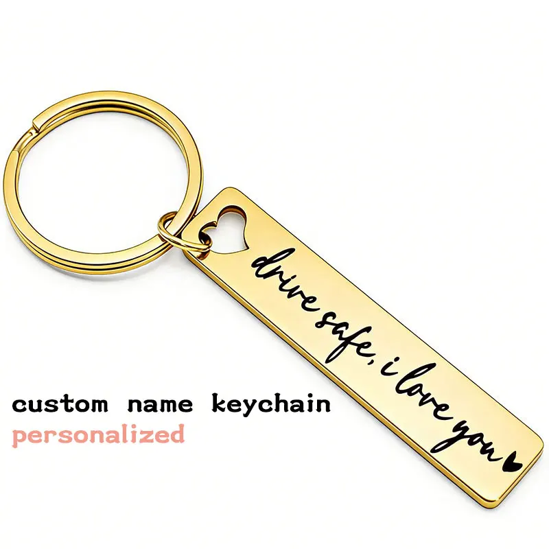 

Custom Personalized Engrave Name and Date Stainless Steel Hollow Heart Keychain Man Women Customized Jewelry Birthday Gift
