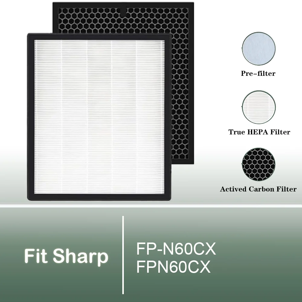 

FZ-N60HFU Сменный фильтр True HEPA и угольный фильтр для модели FP-N60CX FPN60CX Очиститель воздуха Sharp FZN60HFU