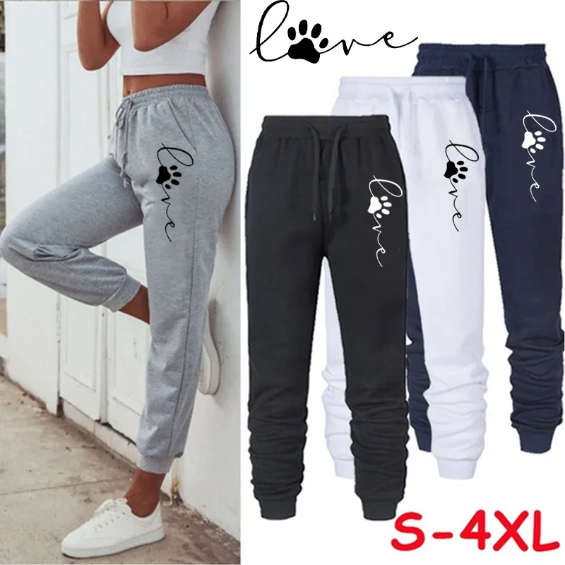 

Women Cat Paw Printed Sweatpants High Quality Cotton Long Pants Jogger Trousers Outdoor Casual Fitness Jogging Pants