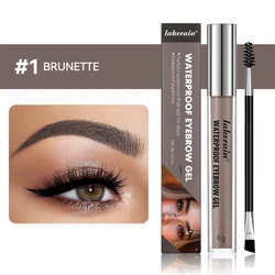 Lakerain 4 Colors Waterproof Eyebrow Gel for Long Lasting, Highly Tinted Liquid Eye Brow Makeup, Sweatproof Double Head Eyebrow