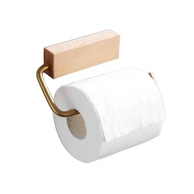 Acrylic Bathroom Paper Towel Holder Wood Multi-Functional Phone Rack Wall-mounted Toilet Roll Towel Rack Bathroom Hardware