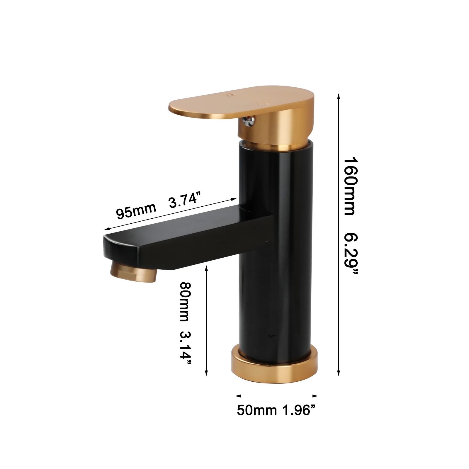 OUBONI Bathroom Basin Faucet Stream Spout Deck Mounted Black Paired With Golden Handle Mixer Taps Single Handle Control Faucets