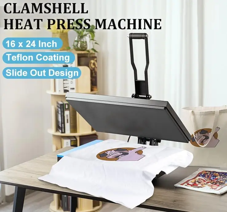 16x24 Inch Heat Press Machine, 1800W High Pressure Clamshell Heat Transfer Press with Pull-Out Lower Platen and Digital Control, Upgraded Large T-Shirt Press for Shirts