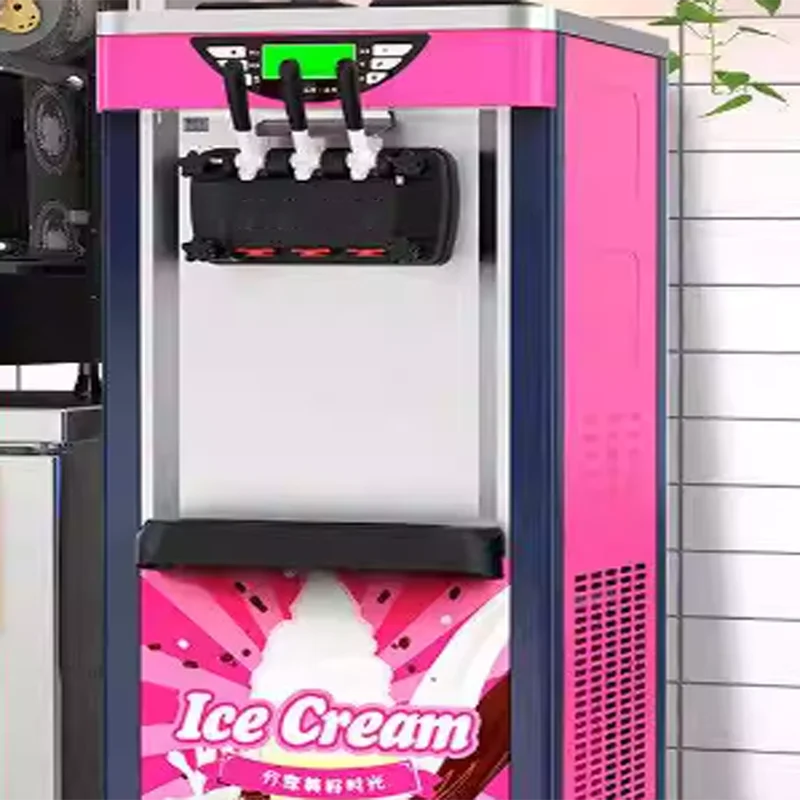Ice Cream Machine Three Colors Soft Ice Cream Machine Commercial Small Ice Cream Machine Stainless Steel Body