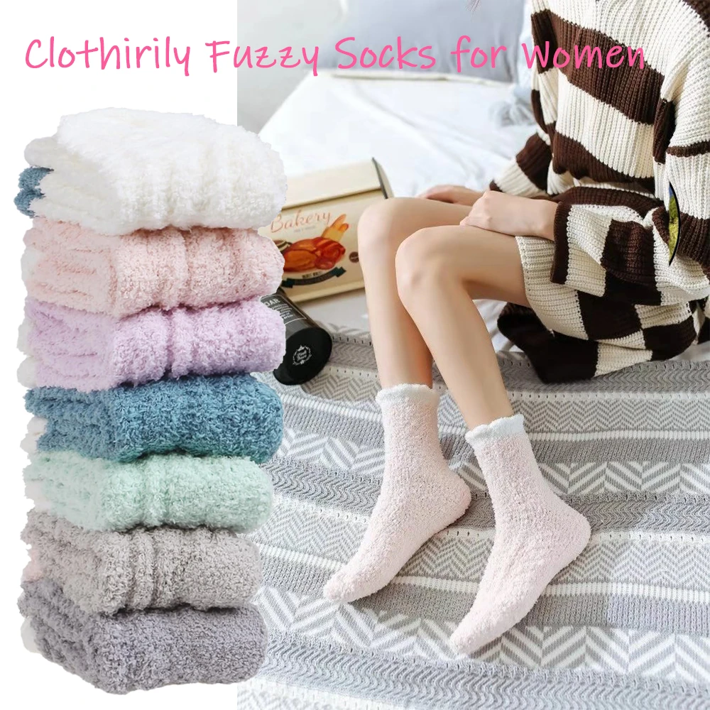 Fuzzy Socks Soft Cozy Fluffy Slipper Winter Warm Plush Socks Home Sleep Stocking Stuffers Gifts for Women