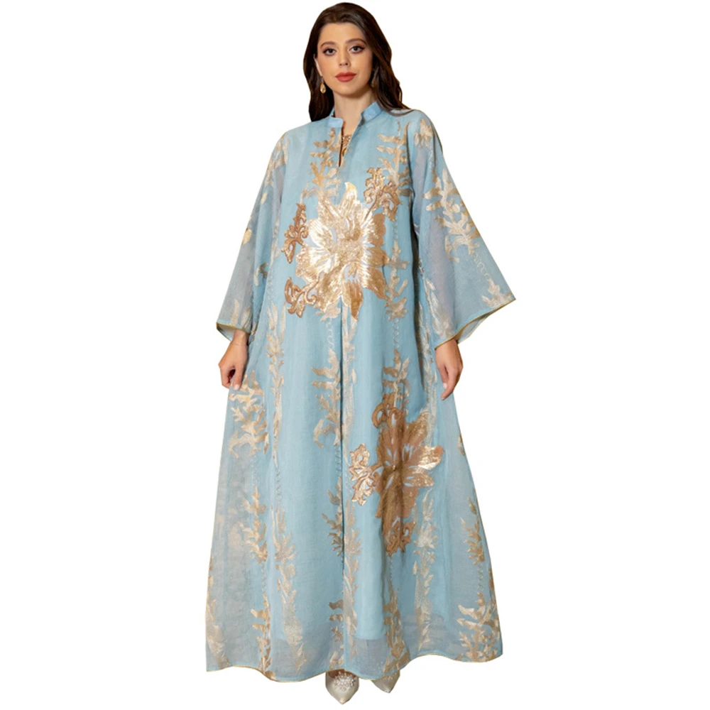 Nahen Osten Neue Gebrannte Blume Pailletten Rock Licht Luxus Promi Party Kleid Muslimischen Abaya Arabischen Nahen Osten Robe