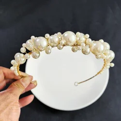 Wedding Pearls Bridal Hairband For Women Hair Ornaments Girl Tiara Crown Prom Party Headpiece Bride Hair Jewelry Accessories