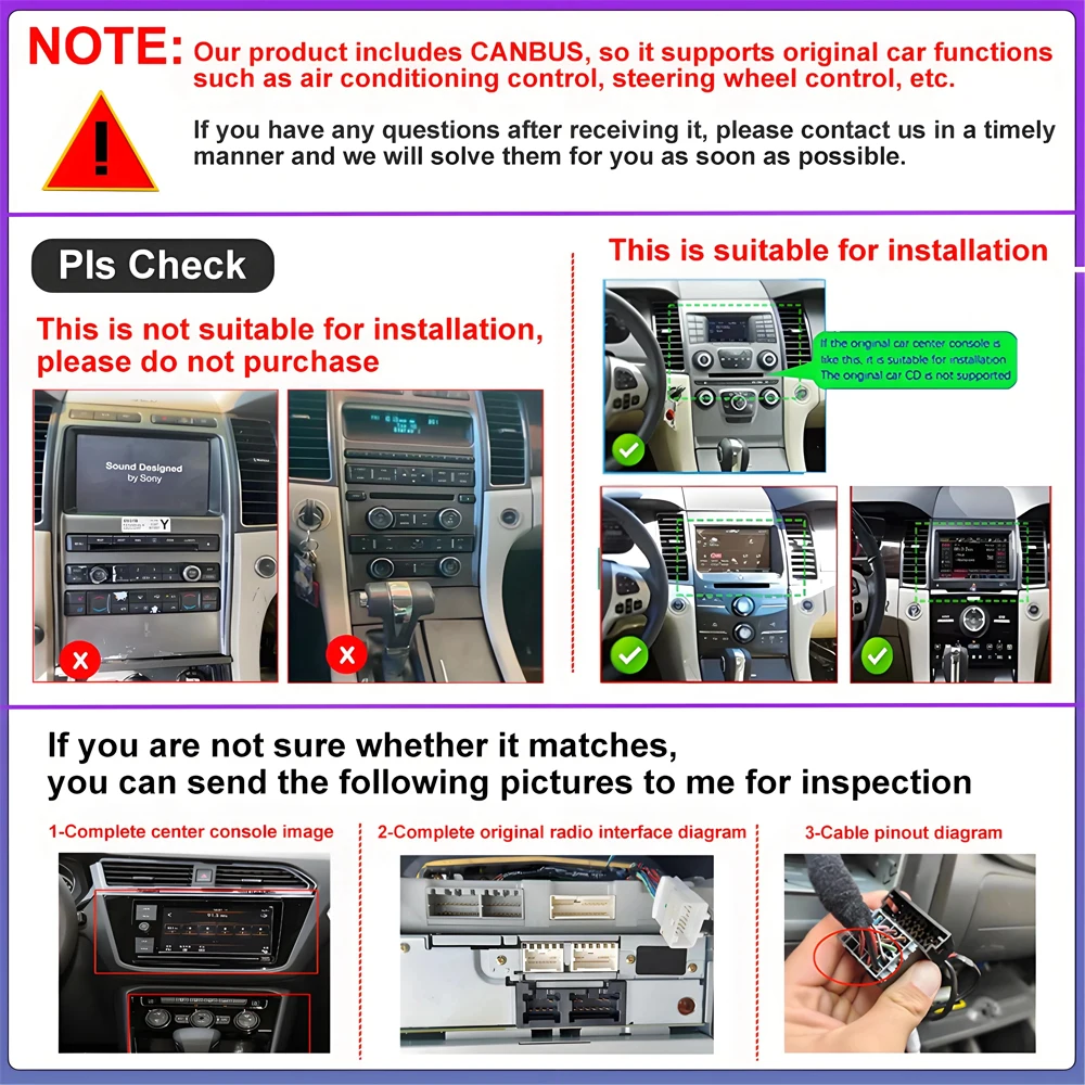 Android Auto Radio For Ford Taurus 2011-2016 Stereo Bluetooth Car Head Unit Carplay 2 Din QLED Screen Multimedia Dash Cam 5G BT